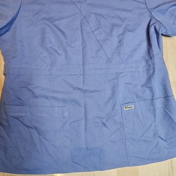 Grey's Anatomy by Barco Riley Scrub Top Faux Wrap V-neck Blue Ciel size XL - Picture 5 of 8
